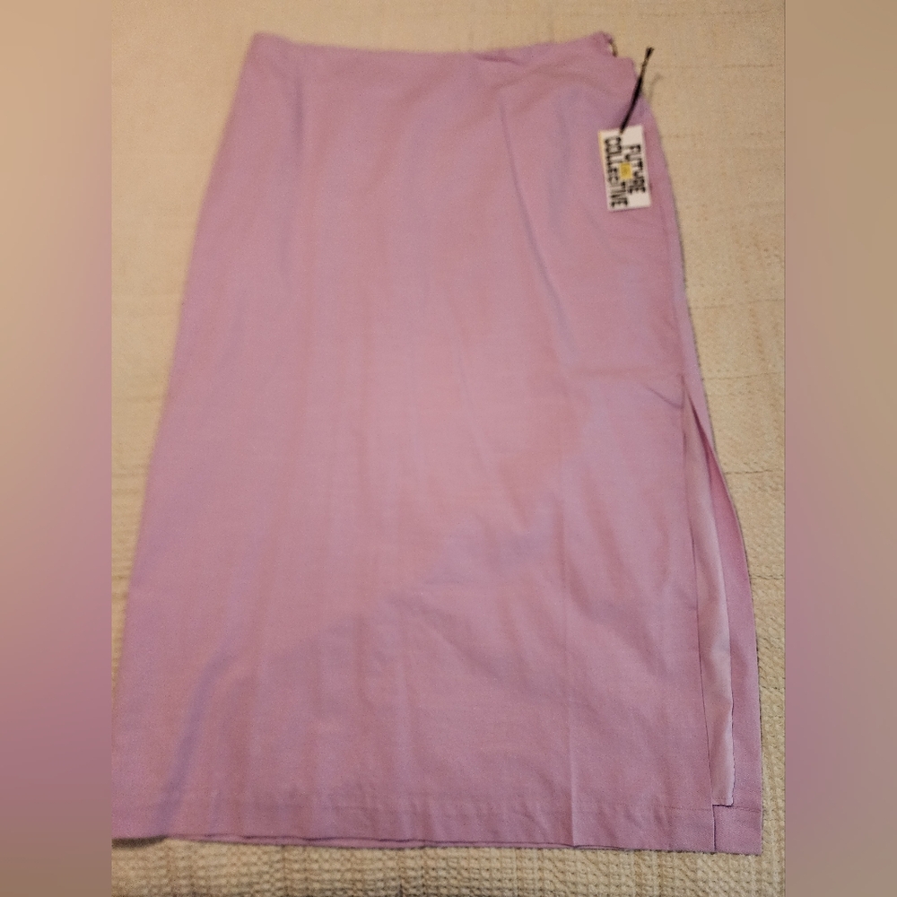 Future Collective Lilac Pencil Skirt Size Zip Other Side Silver Buckle Sz 18 NWT